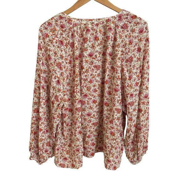NWT old navy size XL Loose Fit Button Up Floral Blouse Shirt rayon new pink - Picture 6 of 9